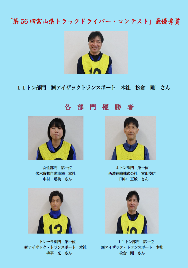 🏆～　頂点を目指して　～🏆「熱きトラックドライバー・コンテスト」開催結果